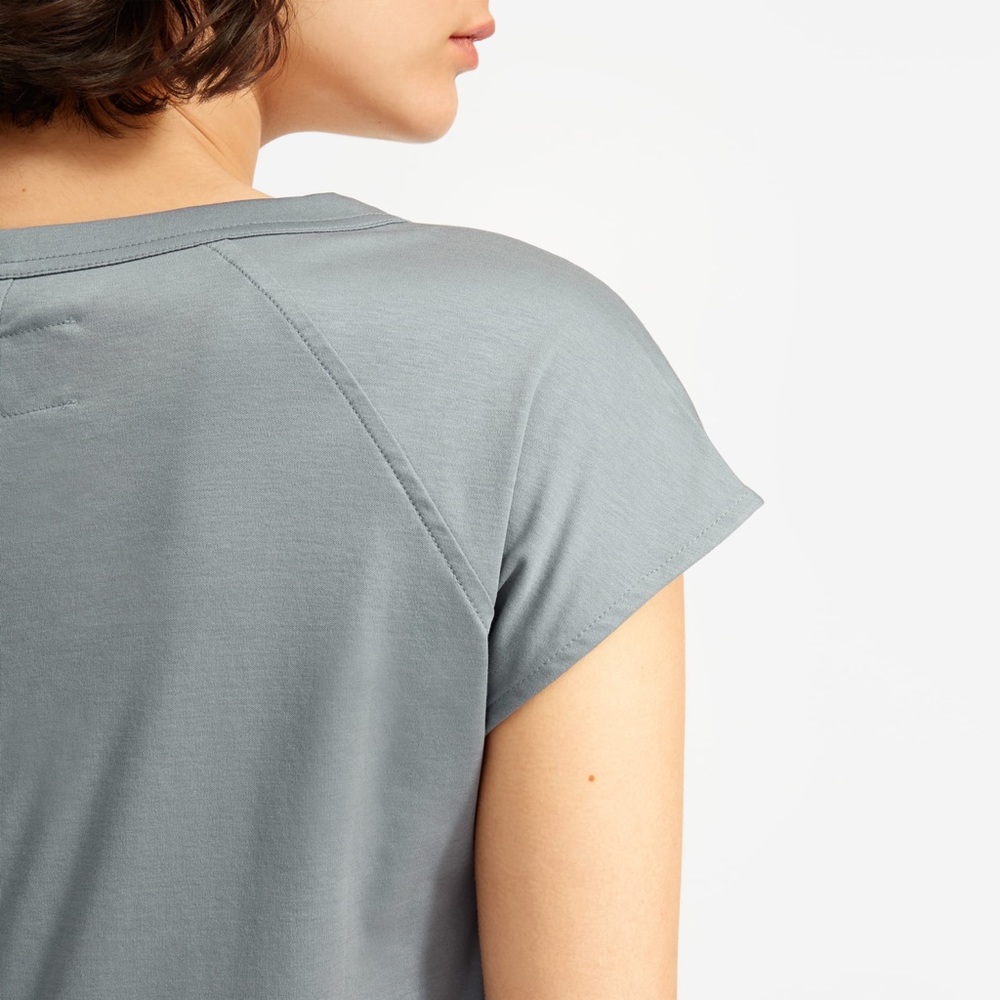 Everlane Lux Cotton Side Slit Tee Dress Faded Sage Size M - Picture 14 of 16